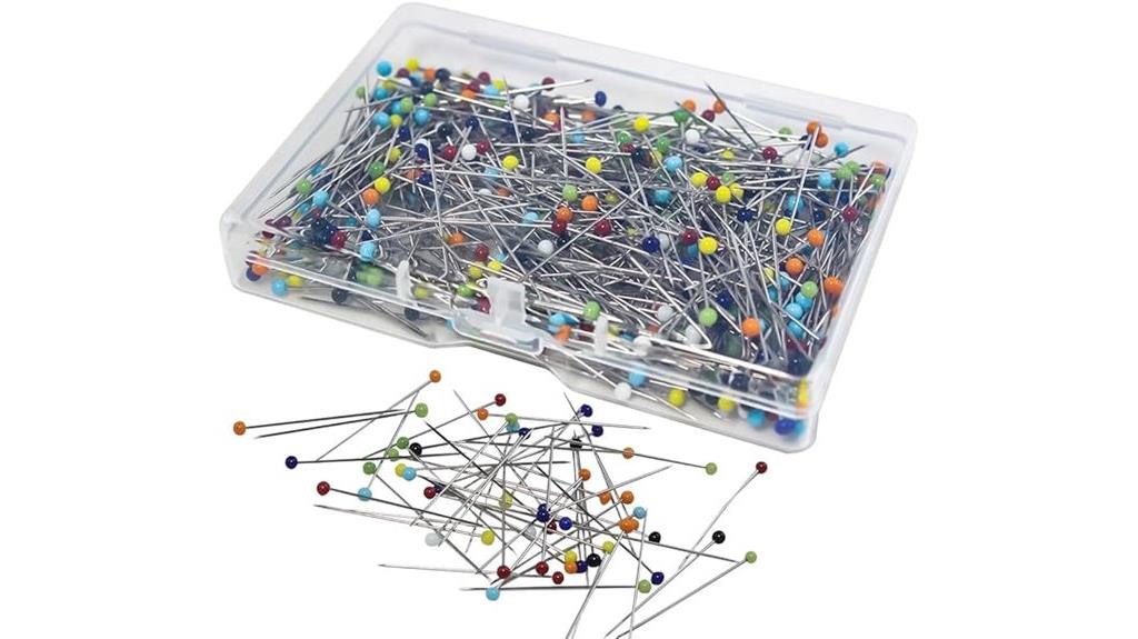 colored glass headed sewing pins
