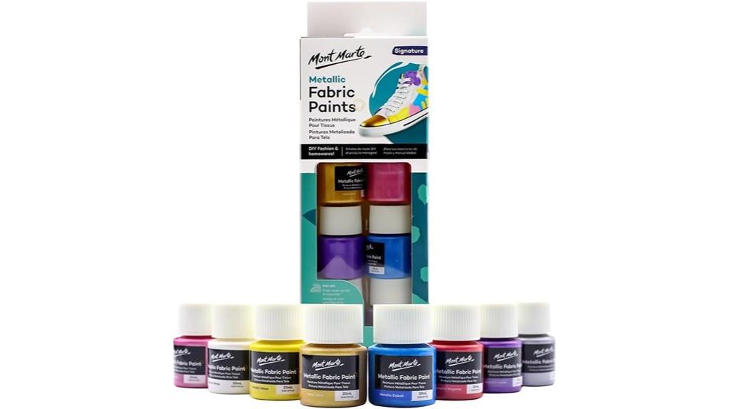 eight metallic fabric paint bottles