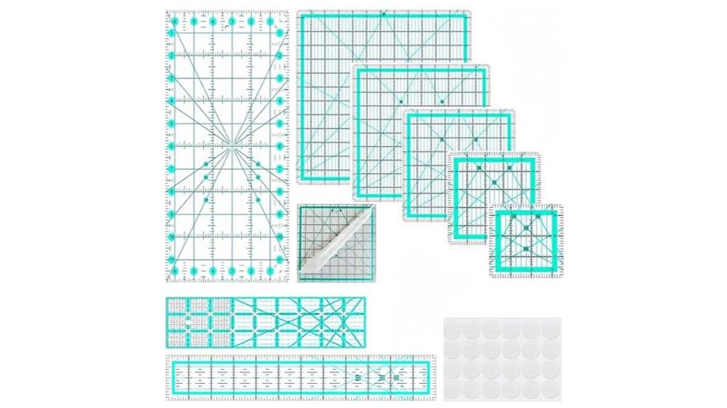 set of eight acrylic rulers