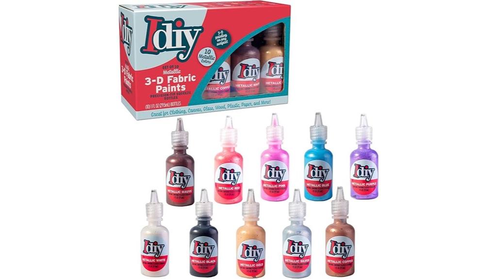 set of ten metallic fabric paints