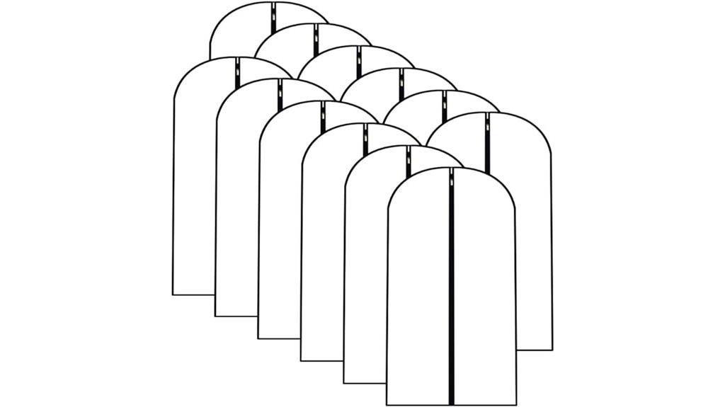 set of twelve hanging garment bags
