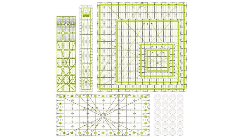 seven piece acrylic quilting rulers