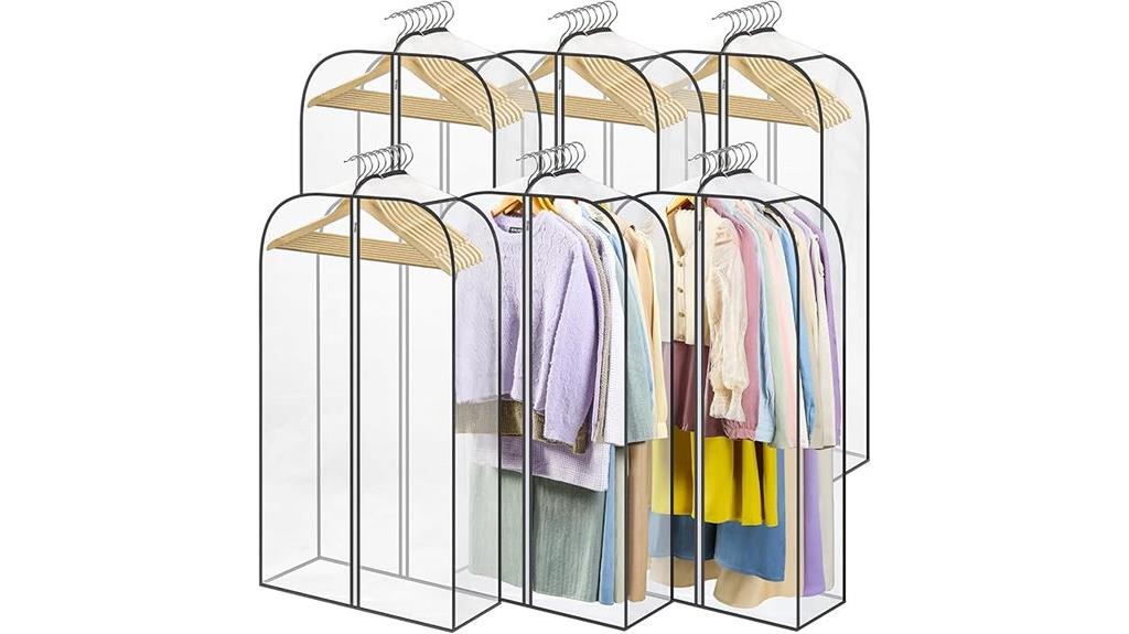 six clear closet organizer bags