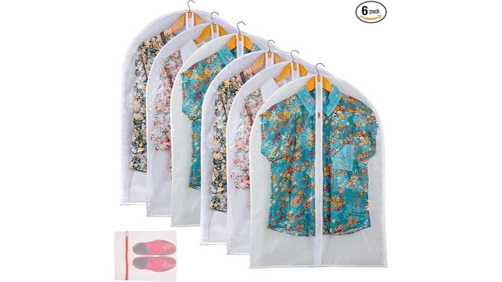 six clear garment bags