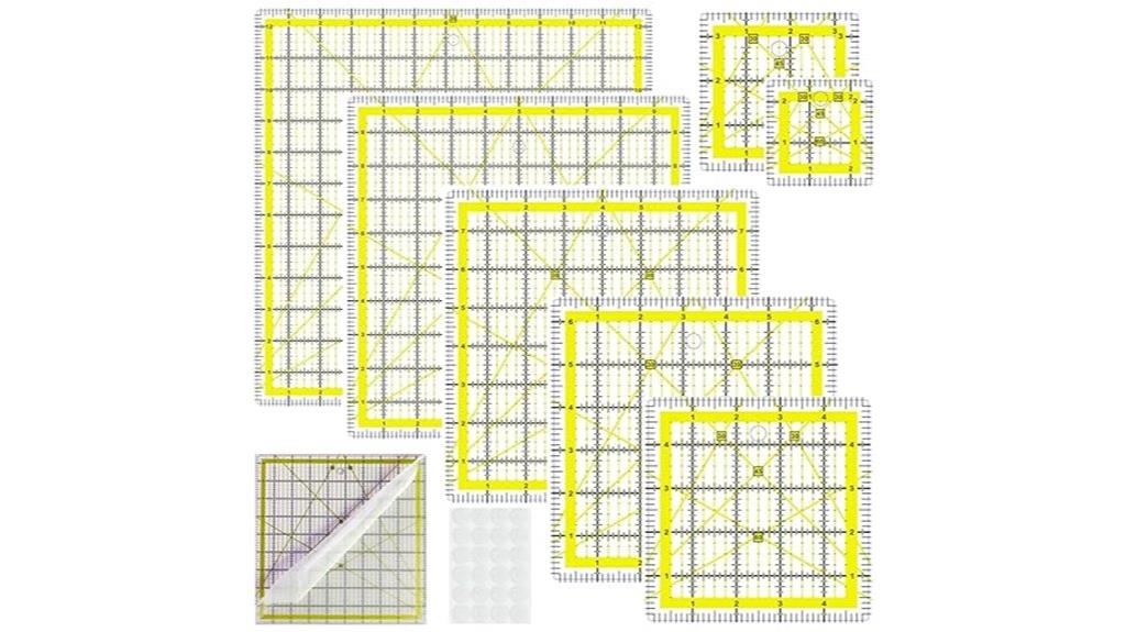 square quilting ruler with rings