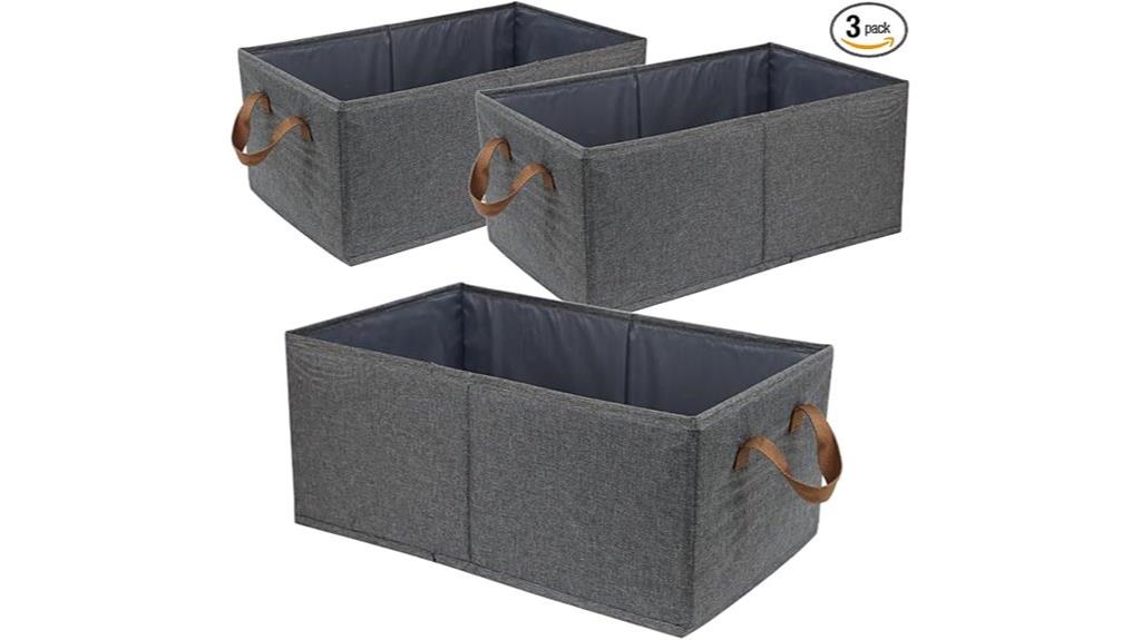three large storage bins