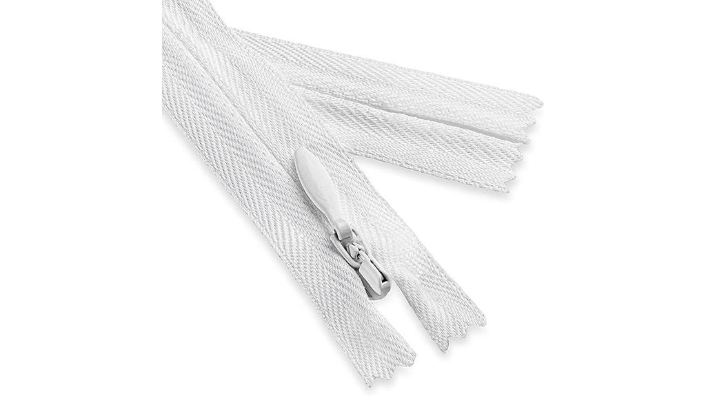 white heavy duty zippers