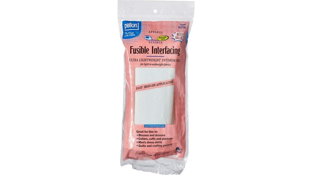 white lightweight fusible interfacing