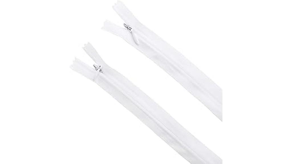 white nylon coil zippers