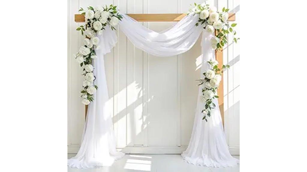 white wedding arch draping