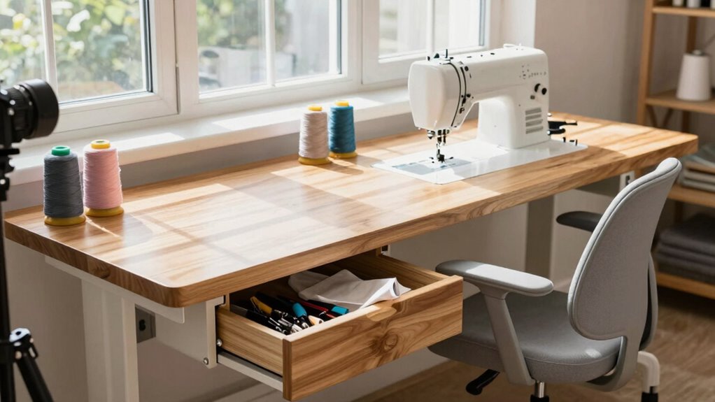 ergonomic organized sewing workspace