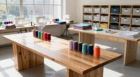 organized sewing workspace layout