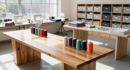 organized sewing workspace layout