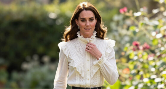 Princess Kate Cosigns The Victorian Blouse Trend With A High-Neck Ruffled Shirt