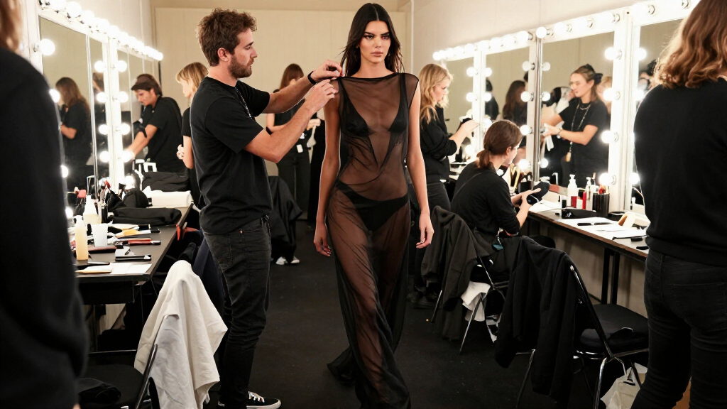 Kendall Jenner Leads The Annual L’Oréal Paris Runway Show In A Sheer Black Maxi Dress